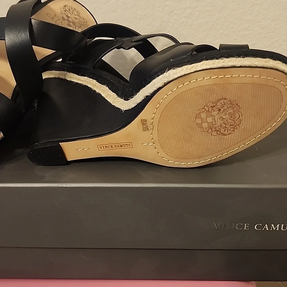 Vince Camuto Black Strappy Wedge Sandals-NEVER BEEN WORN - Picture 2 of 2